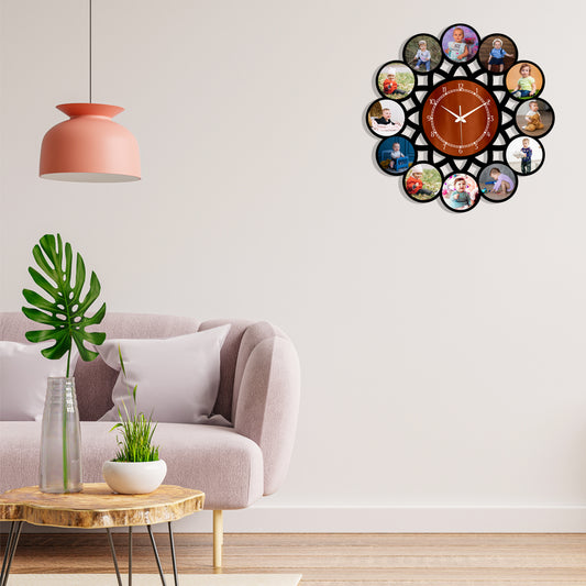 Personalized 13 Photo Wall Clock | Custom Family Photo Clock | Memory Wall Clock | Unique Birthday, Anniversary & Baby Gift
