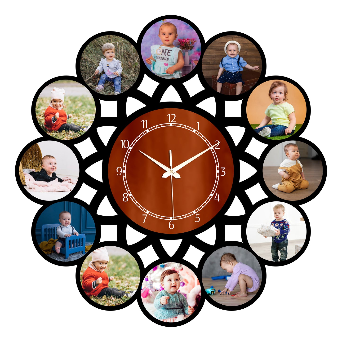 Personalized 13 Photo Wall Clock | Custom Family Photo Clock | Memory Wall Clock | Unique Birthday, Anniversary & Baby Gift