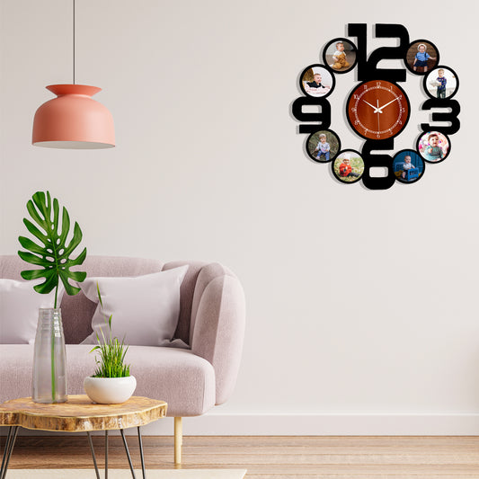 Personalized 8 Photo Wall Clock | Custom Photo Memory Clock | Unique Family & Baby Picture Wall Clock | Birthday & Anniversary Gift