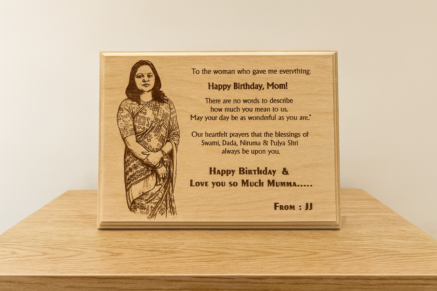 Laser Engraved Wooden Photo Frame