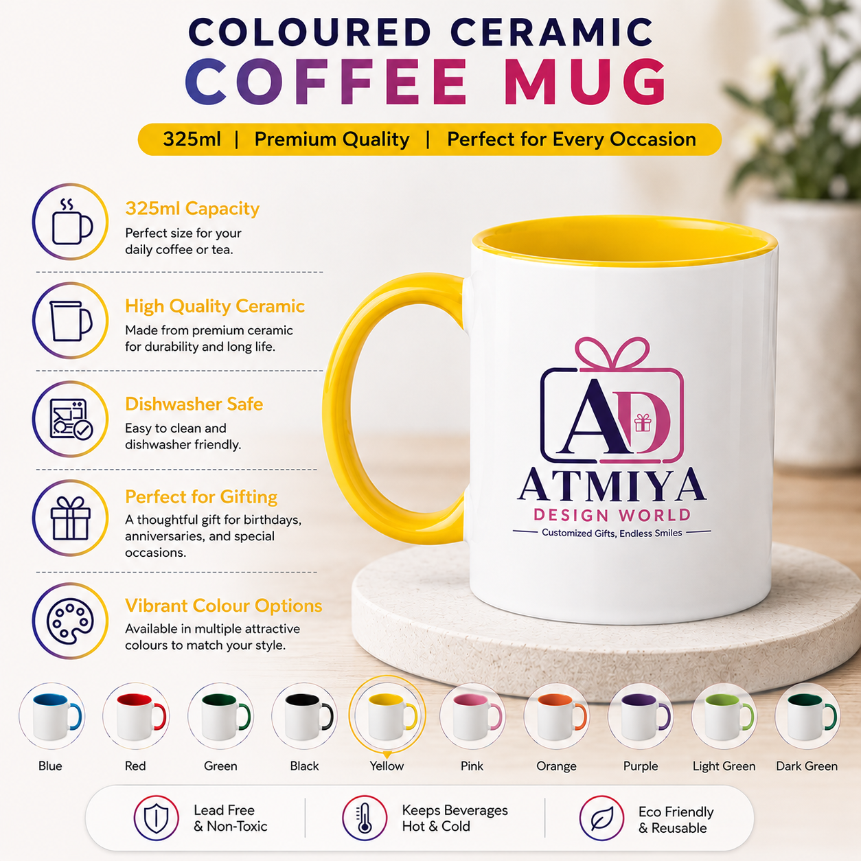 Inside Color Mug - Yellow | Three Tone Mug