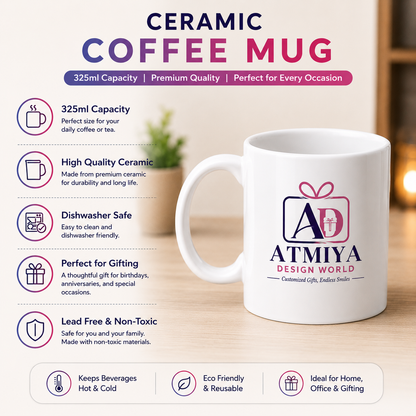 White Ceramic Coffee Mug-325ml