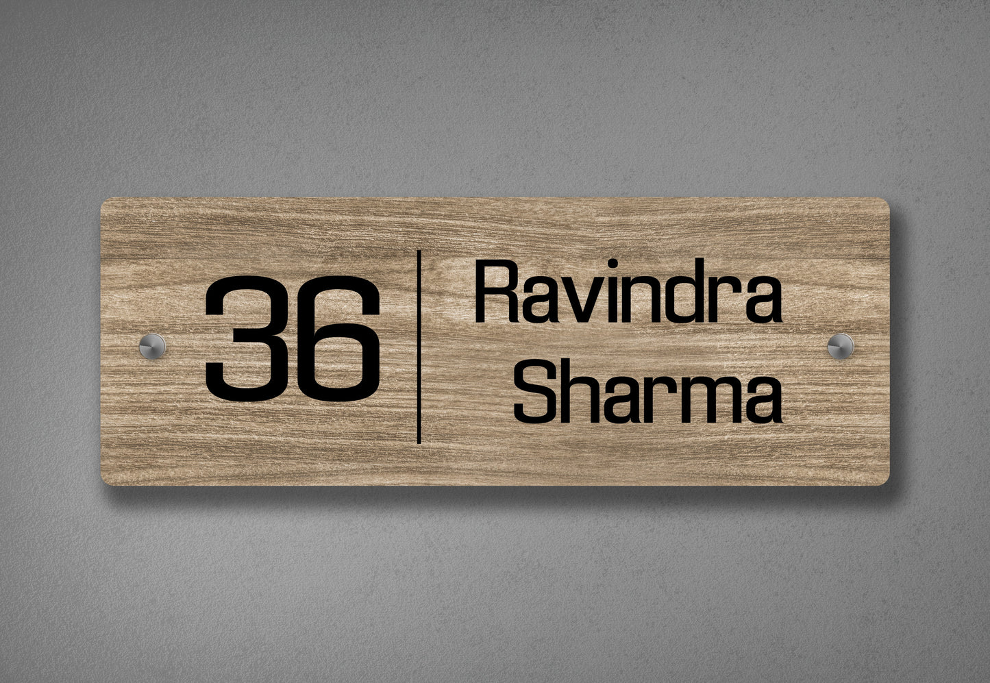 Acrylic Name Plate with Wooden Texture Print
