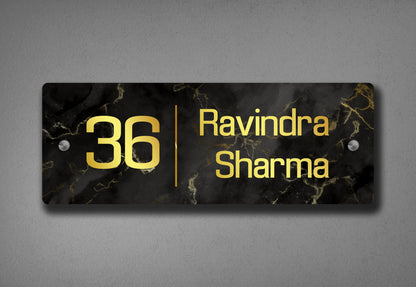 Acrylic Name Plate with Marble Texture Print
