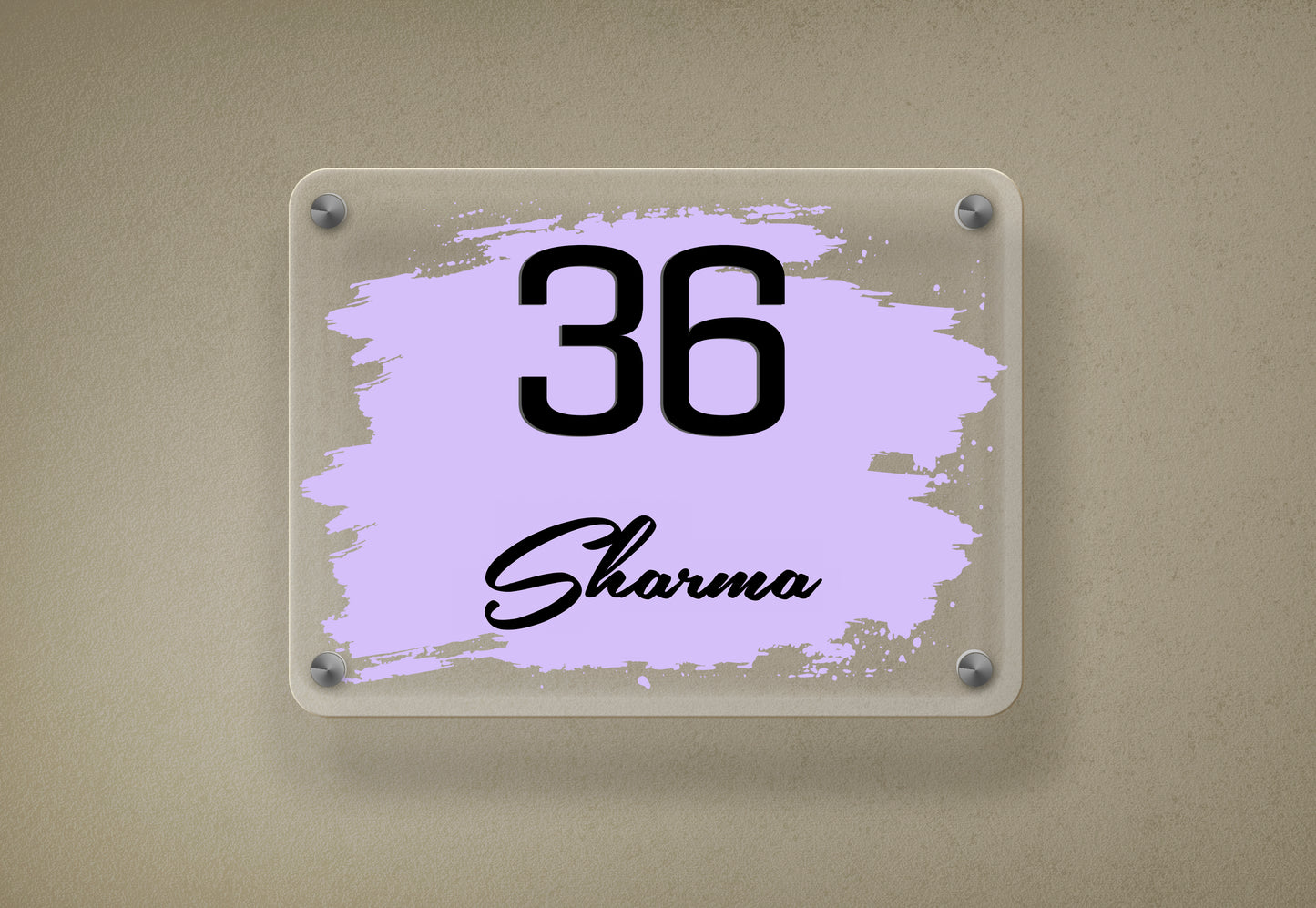Modern Personalized Acrylic House Number Name Plate | Custom Flat & Door Number Sign
